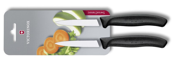 paring knife, SwissClassic, black, 2 pieces blistered
