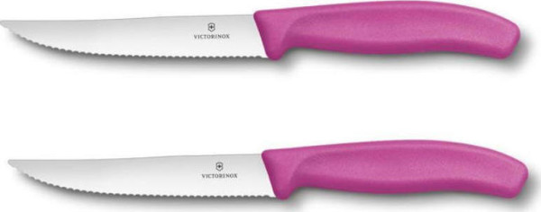 pizza knife, pink, SwissClassic, wavy. 2 pieces blistered