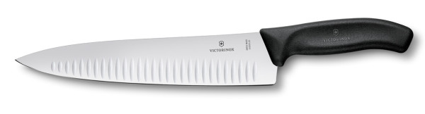 SwissClassic, carving knife, fluted edge, 25 cm, black
