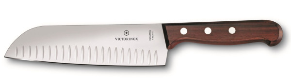 Santoku knife, rosewood handle, fluted edge, gift box, stainless