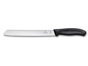 SwissClassic, bread knife, wavy edge, 21 cm, black, Blister - Reklamnepredmety