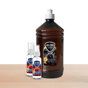 Anti-Covid-Set in 1 l Flasche und 2 x 30 ml in Sprühflasche