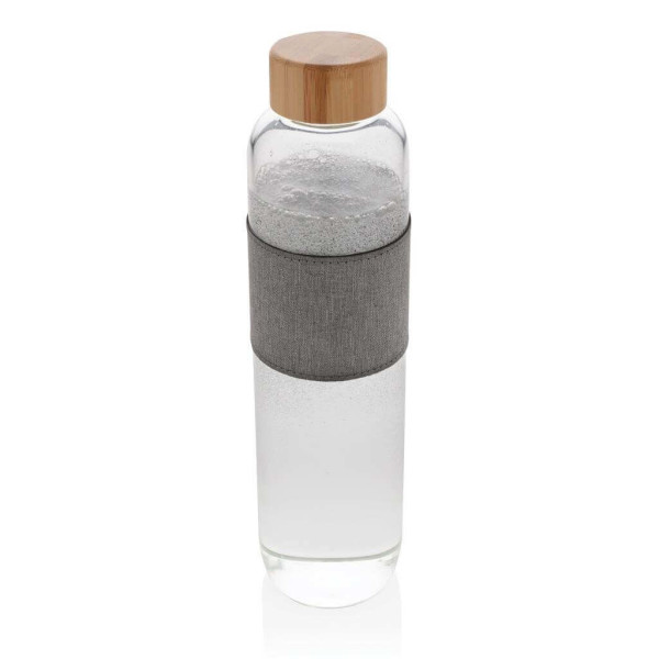 Impact Borosilikat-Glasflasche mit Bambusdeckel, transparent