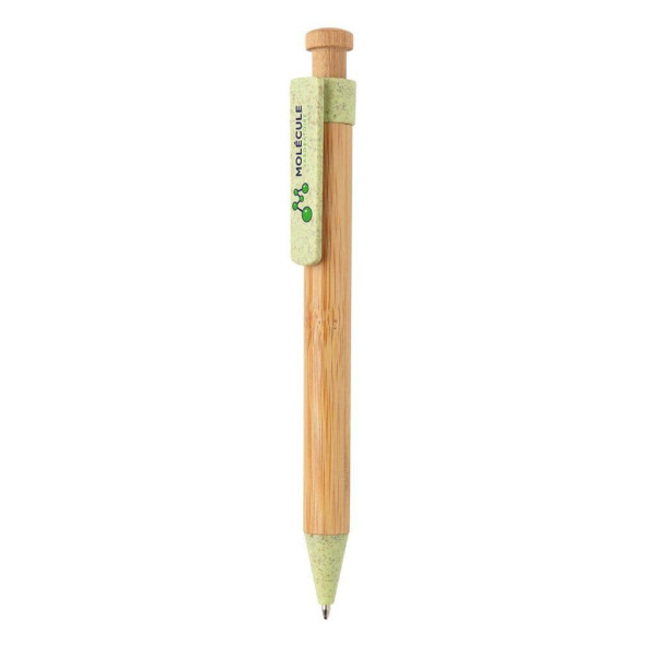 Bambus Stift mit Wheatstraw-Clip, grün