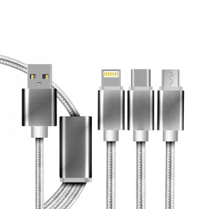 USB LADEKABEL MIT LIGHTNING, USB MICRO UND TYPE-C USB-STECKER - Reklamnepredmety