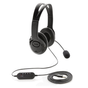 Over-Ear Headset mit Kabel, schwarz - Reklamnepredmety
