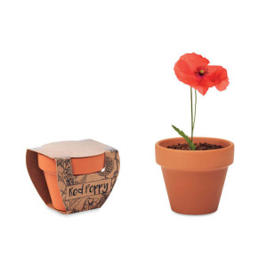 Malý terakotový kvetináč RED POPPY - Reklamnepredmety