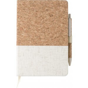 Cork and linen notebook andwheatstraw ballpen - Reklamnepredmety