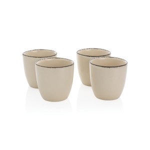 Ukiyo 4-tlg. Keramik-Trinkbecher-Set, weiß - Reklamnepredmety