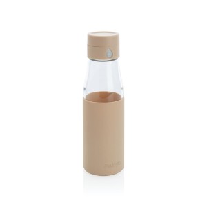 Ukiyo Trink-Tracking-Flasche aus Glas mit Hülle, braun - Reklamnepredmety