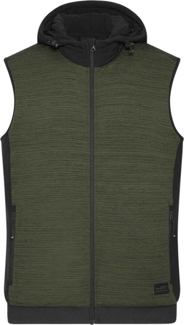 Pánska vatovaná hybridná pletená fleecová vesta