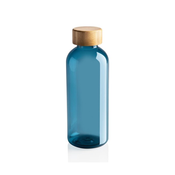 GRS rPET Flasche mit FSC Bambus-Deckel, blau
