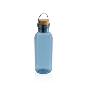 GRS rPET Flasche with FSC Bambusdeckel und Griff, blau - Reklamnepredmety