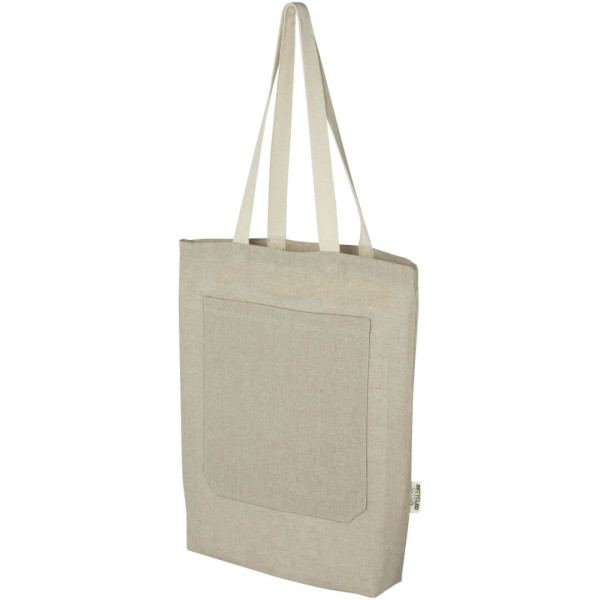 Nákupná taška s gramážou 150 g/m² z recyklovanej bavlny s predným vreckom s objemom 9 litrov Pheebs