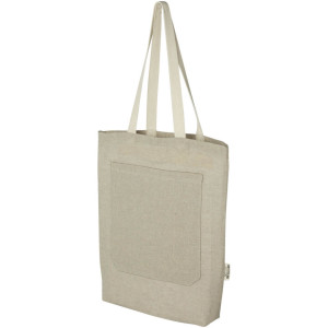 Nákupná taška s gramážou 150 g/m² z recyklovanej bavlny s predným vreckom s objemom 9 litrov Pheebs - Reklamnepredmety