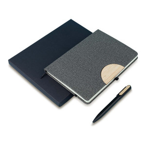 FOLD notepad and pen set, grey - Reklamnepredmety