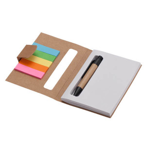 ECO BOOK notebook 80x110 / 100 clean pages and ballpoint pen,  beige - Reklamnepredmety