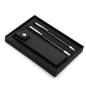 CURITIBA gift set with ball and ceramic pen and case,  red - Reklamnepredmety