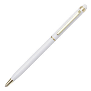 TOUCH TIP GOLD aluminum ballpoint pen,  white - Reklamnepredmety