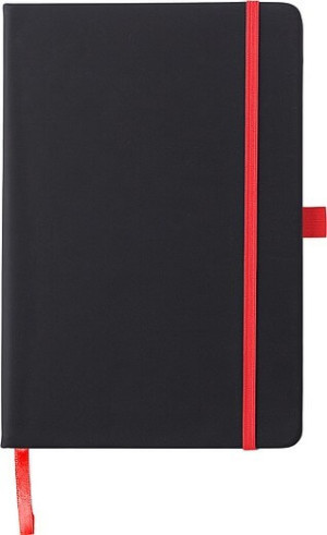BARTAMUR Černý zápisník A5 s tvrdými deskami a barevnou gumičkou - Reklamnepredmety