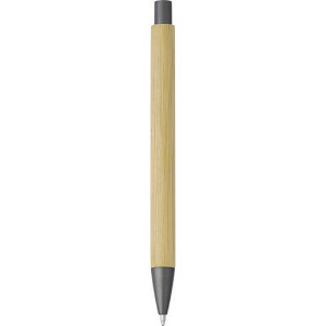 Kuličkové pero s bambusovým tělem a kovovou špičkou, černá náplň - Reklamnepredmety