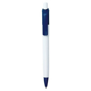Plastové KP STILOLINEA s modrou náplní, bílé tělo - Reklamnepredmety