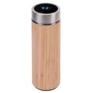 Insulated travel mug BAMBOO TEMP with digital thermometer - Reklamnepredmety