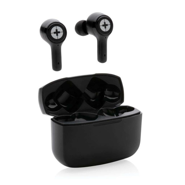 Swiss Peak ANC TWS-Ohrhörer aus RCS recyceltem Kunststoff, schwarz