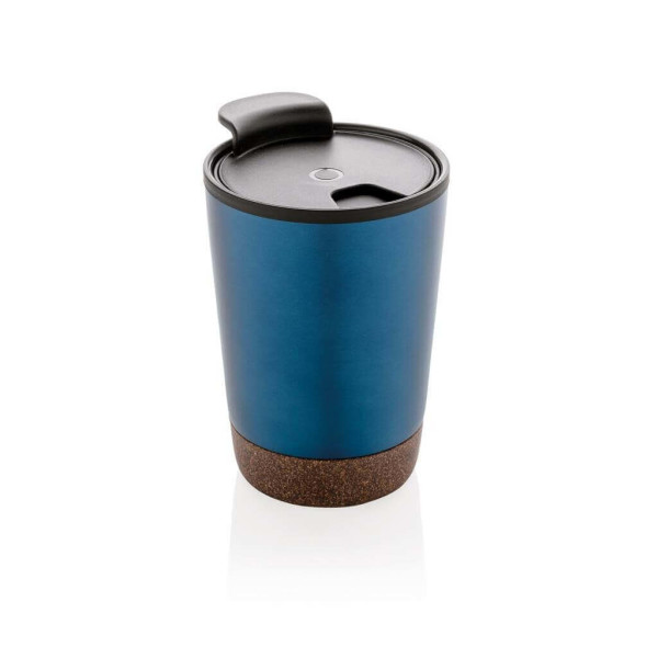 GRS rPP Edelstahl-Kaffeebecher mit Kork, blau