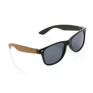 Sonnenbrille aus GRS recyceltem PP-Kunststoff mit FSC® Kork, schwarz - Reklamnepredmety