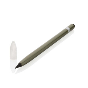 Tintenloser Stift aus Aluminium mit Radiergummi, grün - Reklamnepredmety