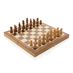 Faltbares Schachspiel aus FSC® Holz, braun - Reklamnepredmety