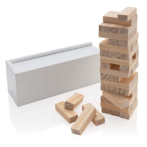 Deluxe Holz-Stapelturm aus FSC® Holz, weiß - Reklamnepredmety