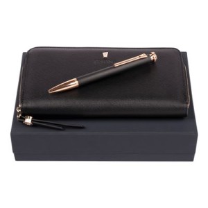Set Mademoiselle Black (ballpoint pen & travel purse) - Reklamnepredmety