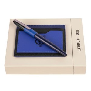 Set Brick Navy Bright Blue (ballpoint pen & card holder) - Reklamnepredmety