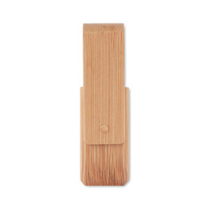 USB kľúč s otočným krytom z bambusu s potlačou alebo gravírovaním - Reklamnepredmety