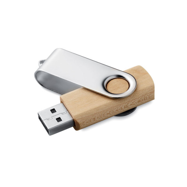 Drevené USB s otočným kovovým krytom s potlačou alebo gravírovaním