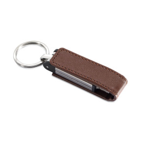 Kovový USB flash disk s koženým puzdrom - Reklamnepredmety