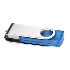 Priehľadný USB flash disk s kovovým krytom, potlač v cene - Reklamnepredmety