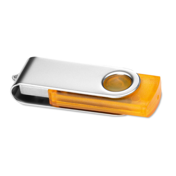 Priehľadný USB flash disk s kovovým krytom, potlač v cene