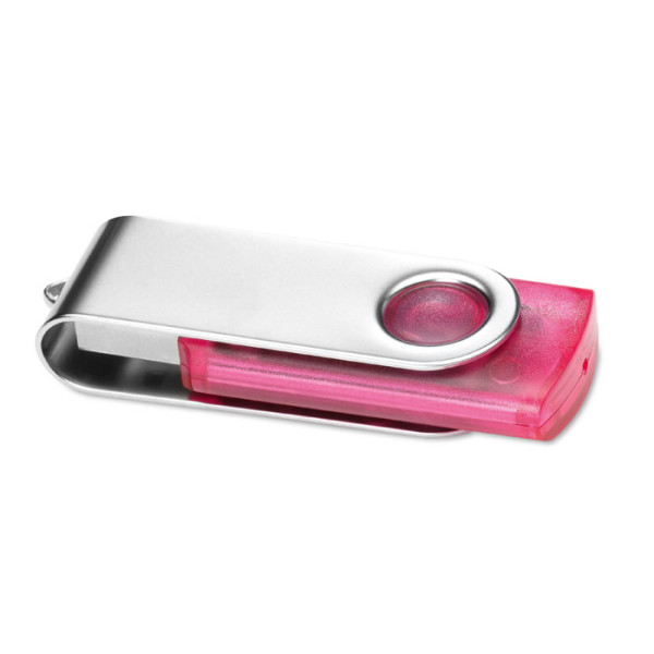 Priehľadný USB flash disk s kovovým krytom, potlač v cene