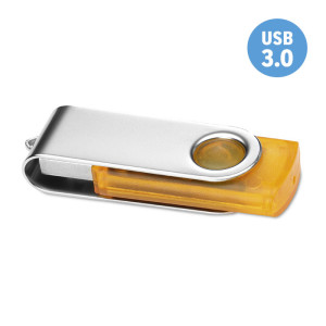 USB 3.0 kľúč s priehľadným telom a kovovým krytom, s potlačou alebo gravírovaním v cene - Reklamnepredmety