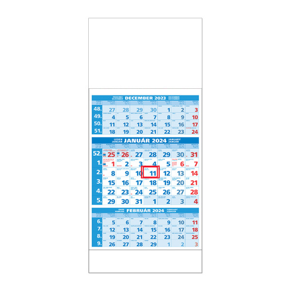 Plánovací kalendár ŠTANDARD 3M modrý 2024  Obrázok H