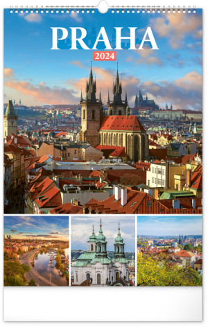 Nástenný kalendár Praha 2024, 33 × 46 cm - Reklamnepredmety