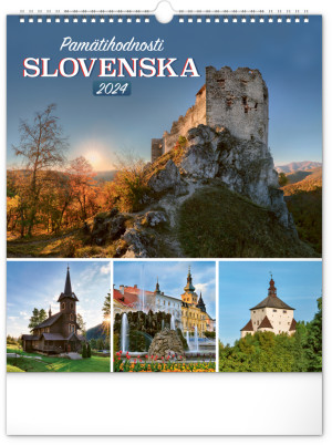 Nástenný kalendár Pamätihodnosti Slovenska 2024, 30 × 34 cm - Reklamnepredmety