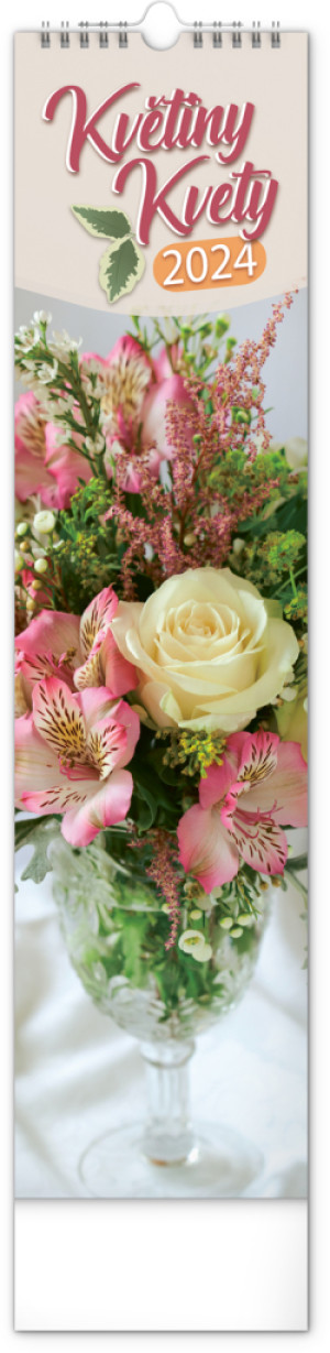 Nástenný kalendár Květiny – Kvety CZ/SK 2024, 12 × 48 cm - Reklamnepredmety