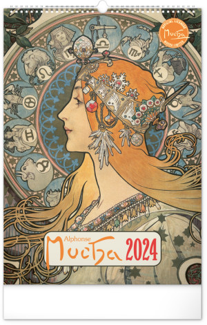 Nástenný kalendár Alfons Mucha 2024, 33 × 46 cm - Reklamnepredmety