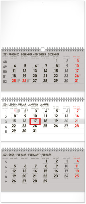 Nástenný kalendár 3-mesačný štandard skladací CZ 2024, 29,5 × 69,5 cm