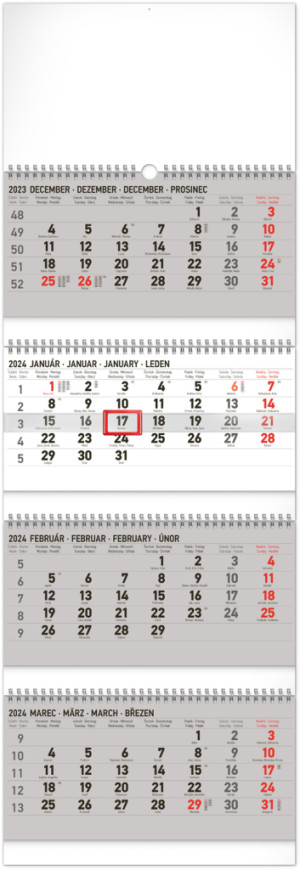 Nástenný kalendár 4-mesačný štandard skladací 2024, 29,5 × 84,5 cm - Reklamnepredmety