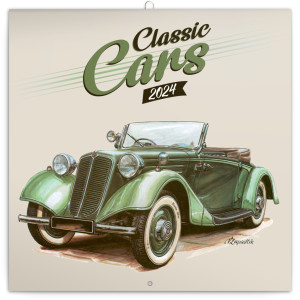 Poznámkový kalendár Classic Cars – Václav Zapadlík, 2024, 30 × 30 cm - Reklamnepredmety